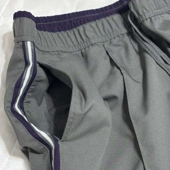 St John's Bay Active Womens Jogger Pants L Gray Purple Stripe Pockets Drawstring - Picture 5 of 9